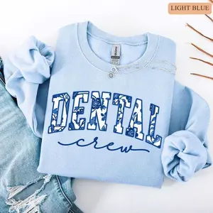 Dental Crew T-Shirt OR Sweatshirt , Toile De Jouy Dentist short sleeve tshirt, Gift For Dentist Dental Hygienist , Dental Assistant Dental Office Top
