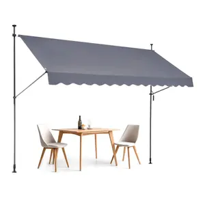 VEVOR 138x 47 Patio Awning Retractable, Awning Sunshade Shelter with Manual Crank Handle, Outdoor Patio Canopy Sunsetter Deck, Adjustable Height from 86 to 122 in, for Patio/Balcony/Yard, Dark Gray