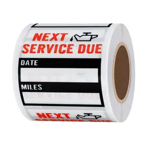 200pcs HYBSK Transparent Oil Change/Service Reminder Stickers 2"x2" Premium Quality Clear PET Oil Change Stickers (Black)