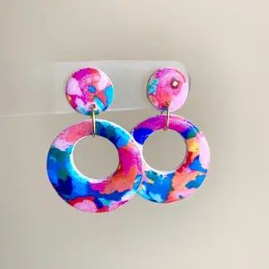 Plumeria - Round Floral Polymer Clay Earrings - Hawaiian Paradise Collection