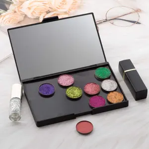 Empty Magnetic Plastic Makeup Palette – Includes 15 Adhesive Metal Stickers for Customizing Eyeshadows, Lipsticks, Blushes, and Powders