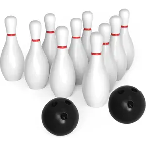Large Kids Plastic Bowling Set, Indoor/Outdoor Family Sports, 10 Bottles, 2 Balls