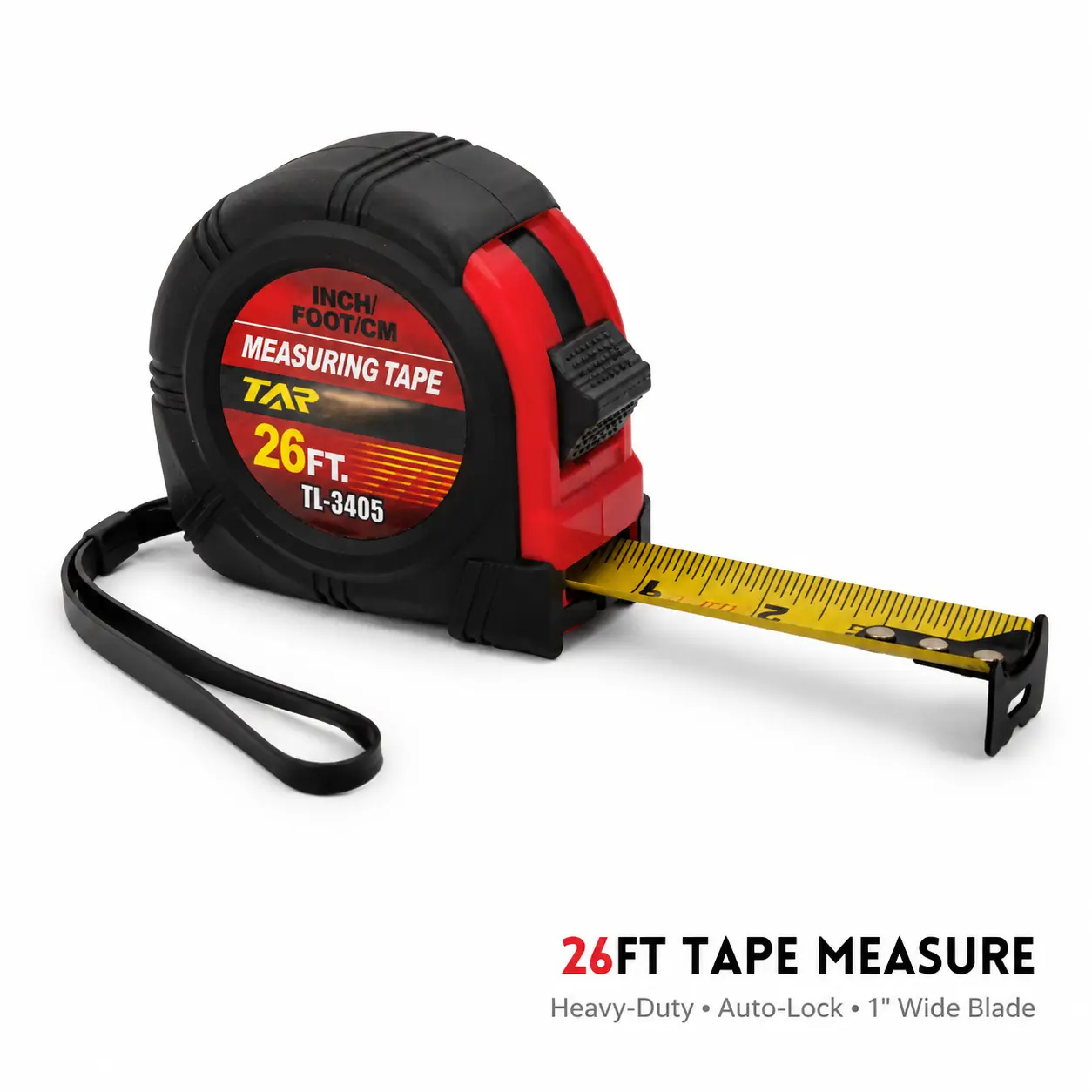 26ft (8m) Heavy-Duty Auto-Lock Tape Measure with Belt Clip, Convenient Carry, Easy 1-Handed Operation, Ideal for Construction, Carpentry