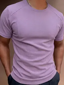 Men's Crew Neck T-Shirt, Classic Structured Seam Design, Slim Fit Premium Cotton Blend Short Sleeve Tee for Everyday and Office