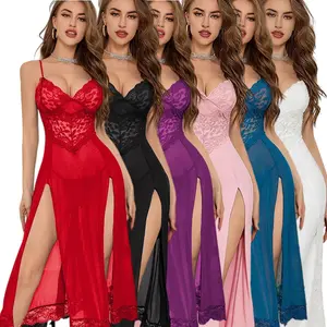 Lingerie For Women Long Womens Lace Bodysuit Chemise Sexy Nighty Mesh Sleepwear