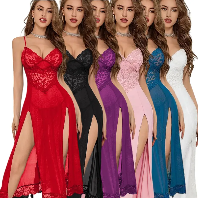 Lingerie For Women Long Womens Lace Bodysuit Chemise Sexy Nighty Mesh Sleepwear