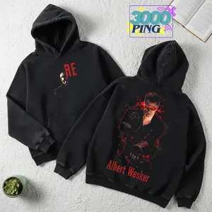 Albert Wesker Vintage Wash Hoodie, RE Survival Action Graphic T-Shirt, Retro Acid Wash Sweatshirt, Tank Top, 90s Gamer Aesthetic Merch, Red Aura Mastermind Art Fan Gift, Cinematic Gaming Apparel, Unisex Cotton
