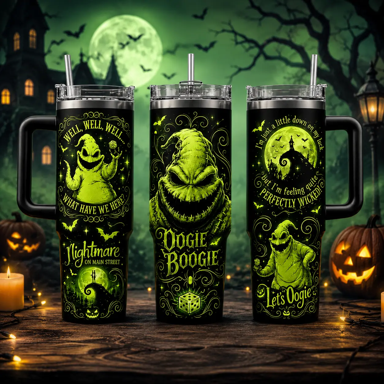 Halloween Oogie Boogie 40oz Tumbler, Boogie Man Stainless Tumbler, Horror Movie Tumbler Cup, Nightmare Before Christmas Gift