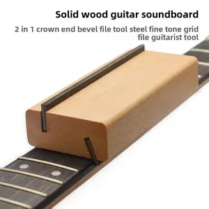 Solid Wood Guitar Fret File 2-in-1 Crown End Bevel File Tool Steel Fine Fret File Guitarist's Tool