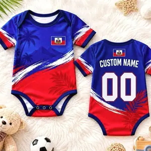 Haitiiii Baby Bodysuit, Personalized Soccer Onesie, Custom Name Number Jersey, Haiti Football Baby Outfit Gift
