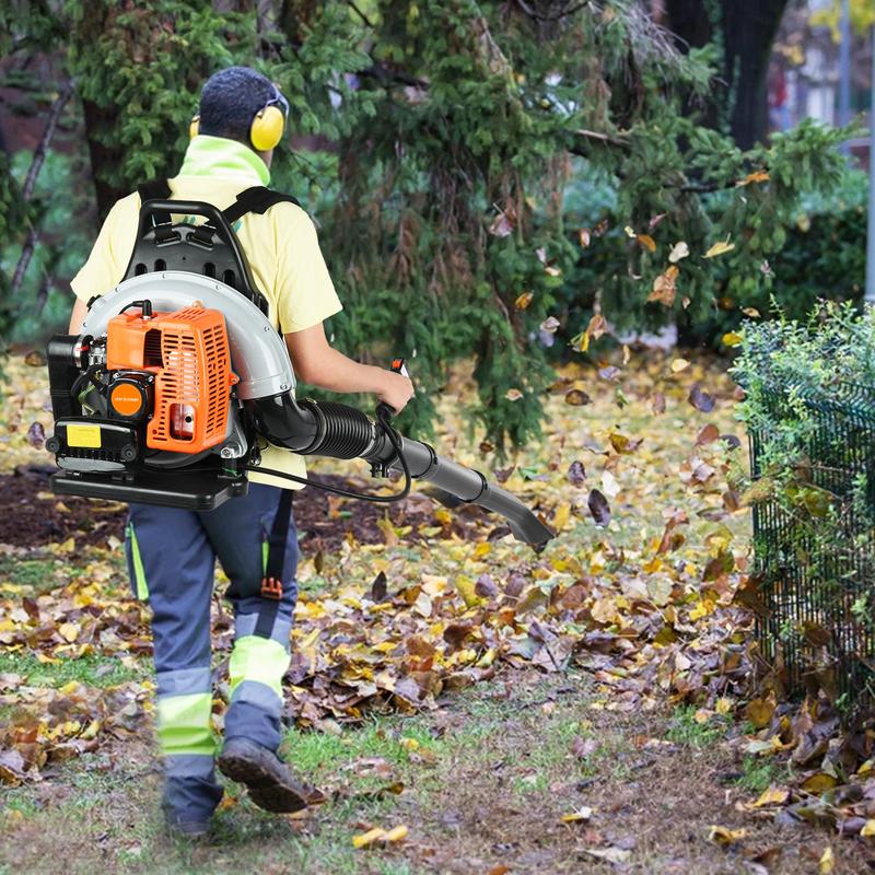 Explorinox Leaf Blower 2-Stroke Engine Multi-purpose 63 Cubic Centimeter High Strength Snow Blower for Outdoor Use with Additional Attachments