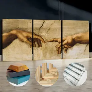 3pcs Wooden Framed Canvas Wall Art, God Hand, Modern Classic Art Deco Style, Waterproof & Odorless HD 8K Print, Indoor/Outdoor Home Decor for Living Room, Bedroom, Office - Perfect Gift for Friends & Family