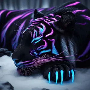 5D DIY Full Drill Round Diamond Painting - Diamond Art Kit, Glow in the Dark Panther, Mosaic, Canvas - DIY Decorative Painting, Home Wall Art, Suitable for Halloween, Christmas, Birthday, and Anniversary Gifts, Diamond Painting Kits