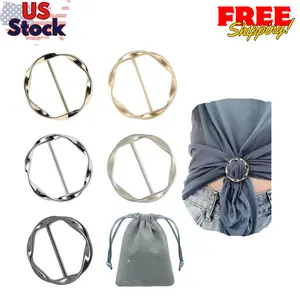 5PCS Silk Scarf Ring Clip T-shirt Tie Clips