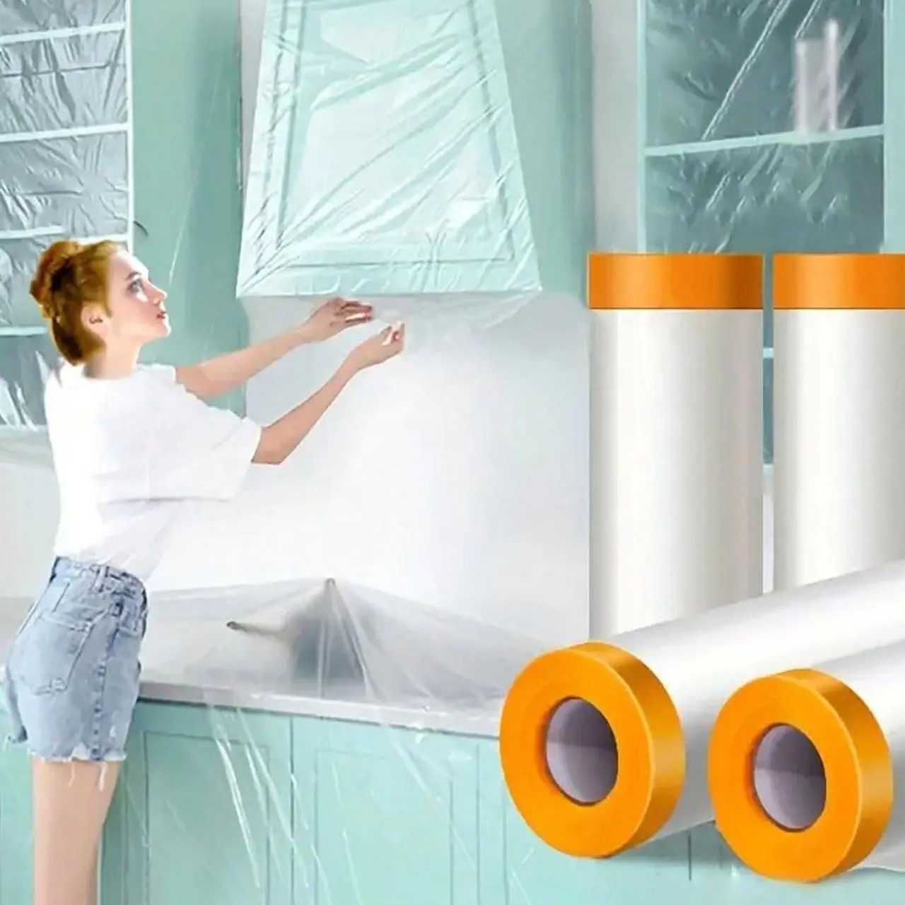 Disposable Dust Cover, 1 Roll Household Dust Cover, Furniture Cover, Bed Cover, Sofa Cover, Home Living Room Accessories, Home Supplies