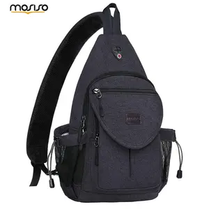 MOSISO Men & Women Canvas Sling Bag Crossbody Chest Backpack | Wear as Shoulder Bag, Fanny Pack, Waist Bag, Sling Pack | Fits 6-11 Inch Tablets | With Anti-theft Pocket, Water Bottle Holder | Travel, Hiking, Cycling, Camping, Commuting, City Outdoors