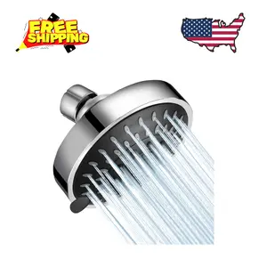 High Pressure Shower Head 5 Settings Fixed Showerhead 4 Inch High Flow Bathroom