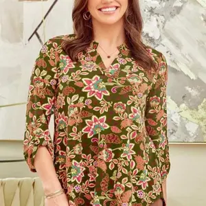 Dear Scarlett Lizzy Top Olive Multi V0202