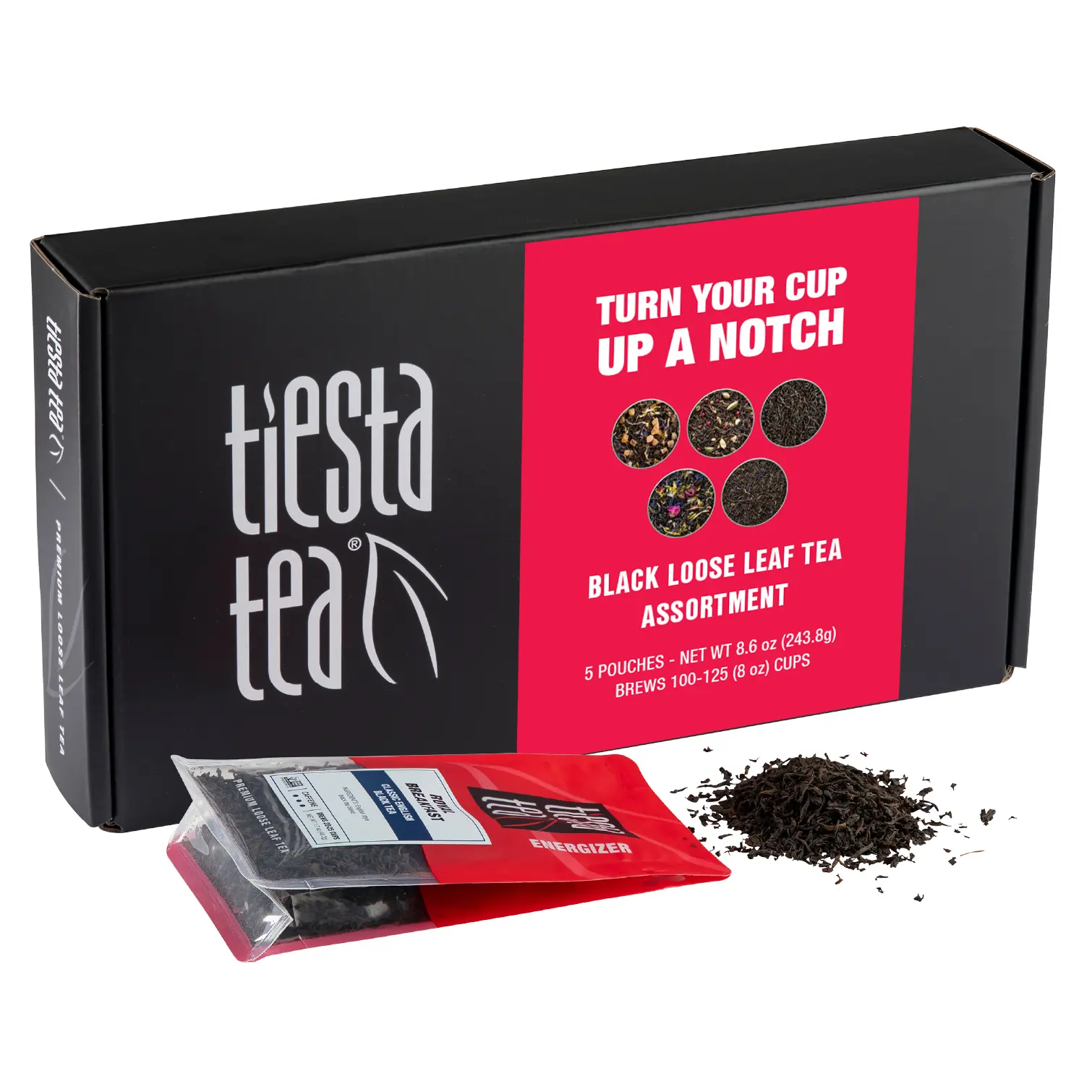 Tiesta Tea - Black Loose Leaf Tea Gift Box, 3 Pouches, High Caffeine, Hot & Iced Tea, Variety Pack with Chai, Fruit Black & English Breakfast Tea Bags, Loose Leaf Black Tea Assortment
