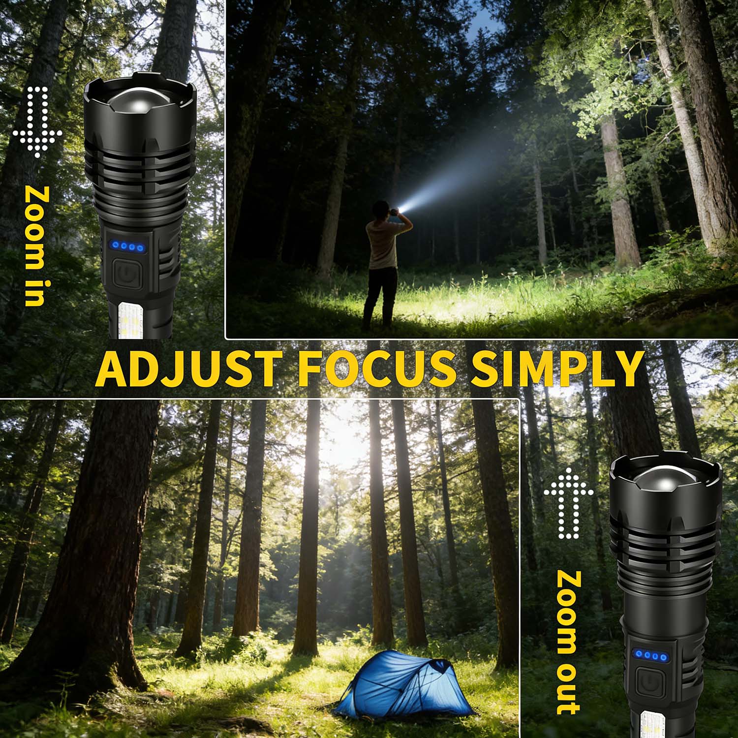 Rechargeable LED Flashlights High Lumens, 7 Modes Super Bright Tactical Flashlight, Adjustable Zoomable Powerful Torch, Emergency Gear for Home, Hunting, Camping, Hiking