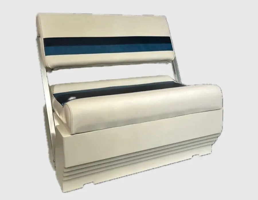 Horizon 3013-3020-AADK 32 in. Premium Series Pontoon Flip Flop Seat Cushion Set, Base White, Navy & Blue
