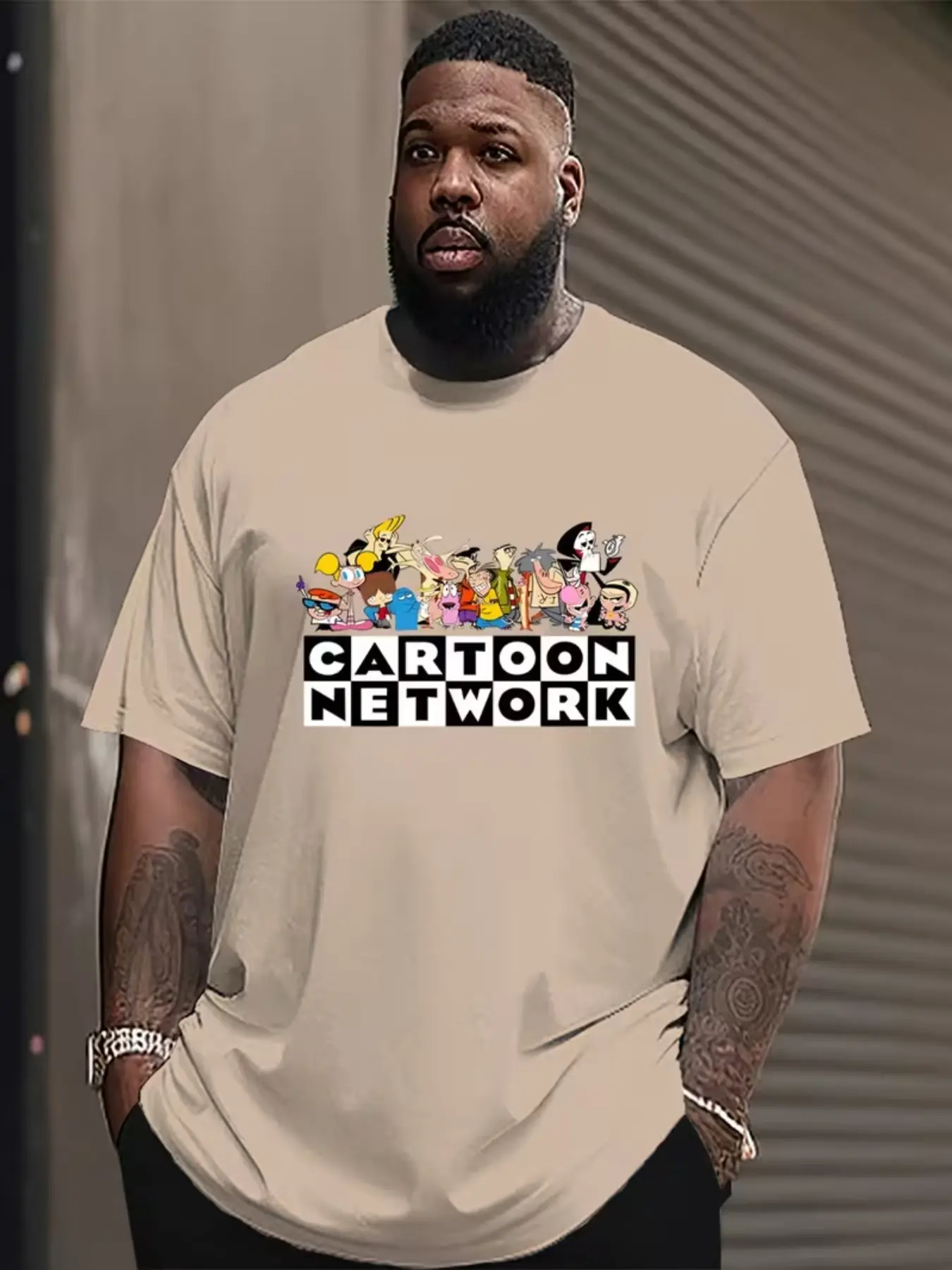 Men's Cartoon Network Classic Character 3D Print Geometric Short Sleeve T-Shirt, Large Size Loose Fit Casual Cool Top, All Seasons Fashion