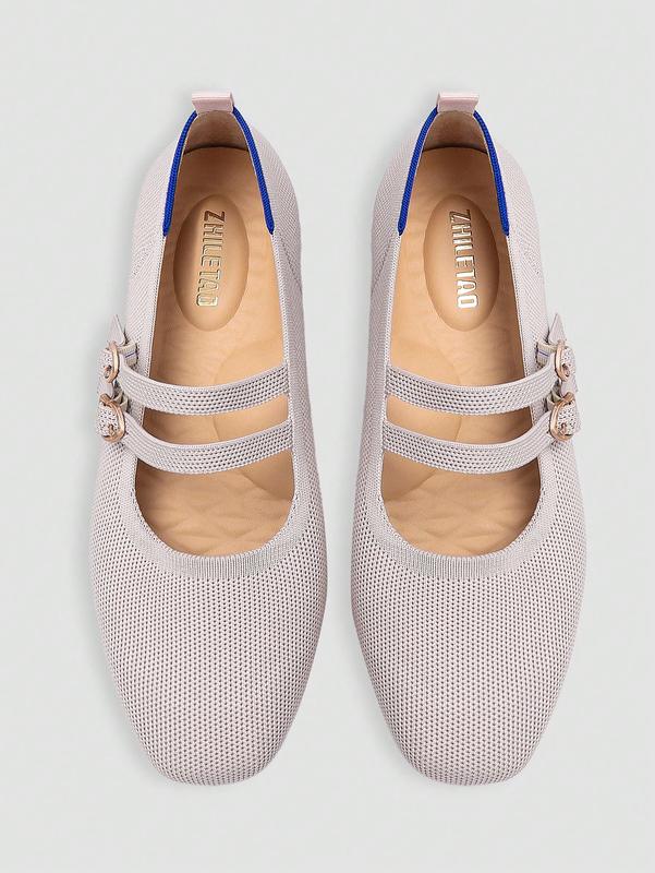 Women's Flat Shoes Round Toe with V-Shaped Opening Comfortable for Daily Casual Wear and Commuting Low Wedge Heel Adjustable Ankle Strap with Buckle Flat Shoes Ideal for Holiday Outfits and Everyday Use