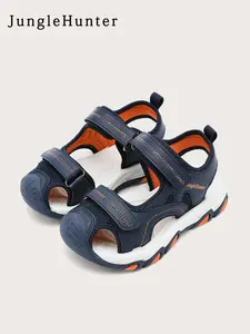 Boys Girls Summer Breathable Sandals, Open Toe Foot Protection, Anti-Slip Wear-Resistant, Park Beach Wear, Textile Upper, Rubber Sole
