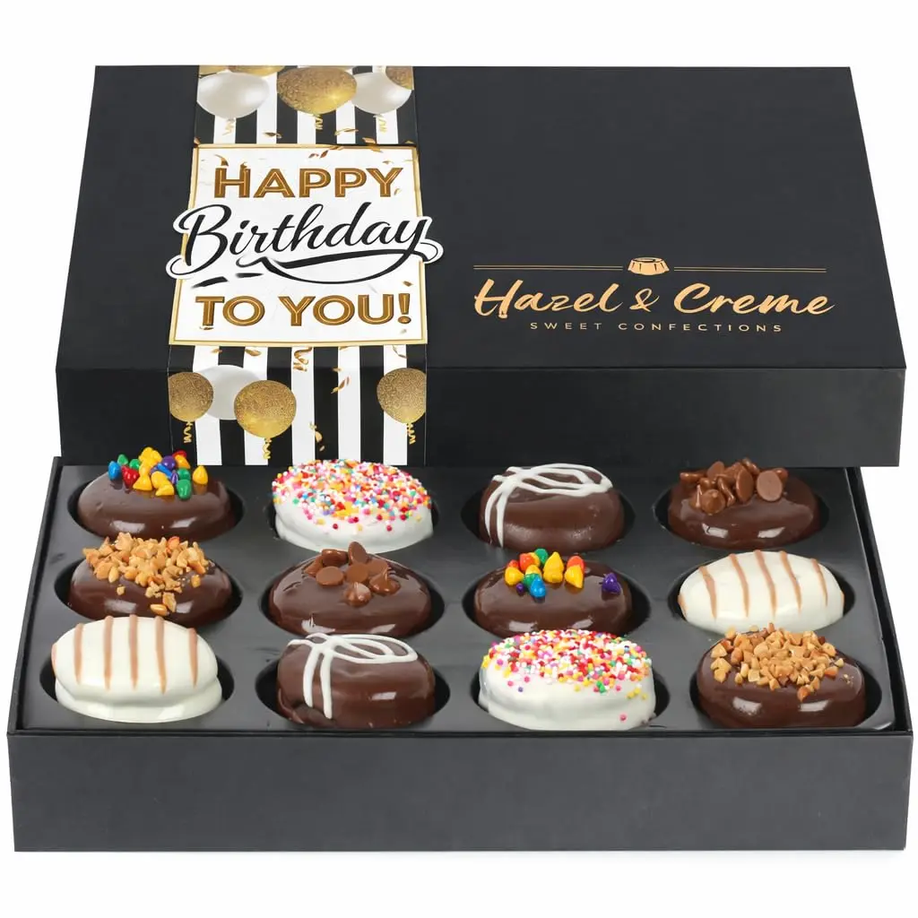 Happy Birthday Cookies Birthday Cookie Gift Basket Gourmet Food Gifting for Him Her Large Assorted Flavors Kosher Vegan Cookie Box