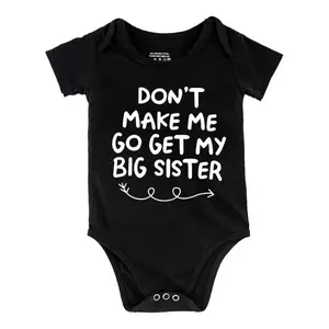 Don't Make Me Go Get My Big Sister Print Bodysuit, Casual Short Sleeve Romper, Baby  Outdoor ClothingB1108-007