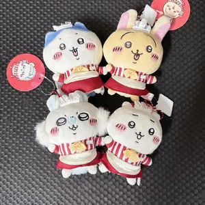 Japanese Kawaii Chiikawas Plush Keychain Cute Restaurant Series Hachiware Plush Doll Pendant Cartoon Bag Charm Birthday Gift