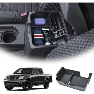 Center Console Organizer Tray Compatible with 2005-2021 Nissan Frontier Console Insert Tray Secondary Armrest Storage Box ABS Plastic Interior Accessories