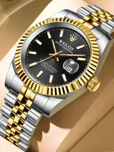 Top Luxury Log Series Business Men's Watch, Round Dial, Waterproof Calendar Display, Stainless Steel Butterfly Buckle Strap, Business Fashion Watches