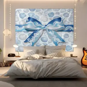 Bow Nautical Music Printed Tapestry, High-Density Delicate Drape, Wall Decor For Bedroom Living Room, No-Drill With Rope, For Renters Students Home Decor Lovers Moms