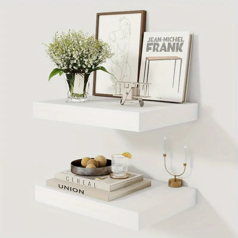 Rustic Wooden Floating Shelf 16x12 for Home Storage & Display 2 Thick Shelves Kitchen Living Room Bedroom Walnut 2 Pieces