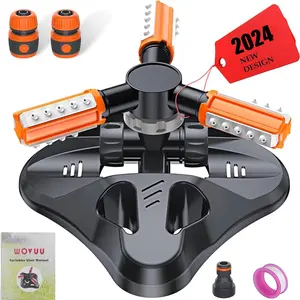 Lawn sprinklerupgrade garden sprinkler automatic 360 degree rotating irrigation grass water sprinkler system garden hose sprinkler for yardbuilt in 36 units angle spray nozzlesorange