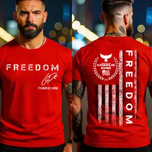Wear Red Freedom October 14th Shirt, Legendary America Flag 2 Sided T-shirt, Forever In Our Hearts Memorial T-shirt, Tribute CJK, Graphic True American Patriot Top, Unisex Wear Red Outfit