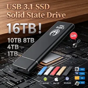 Mini M.2 SSD - USB 3.1 Portable External Drive (16TB) |   Lightweight & Compact |   Ideal Gift |   Compatible with Android, Mac OS, and Windows Systems