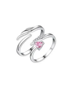 Open Design Heart Ring with Diamonds, Detachable Sparkling Diamond Rings, Romantic Gift for Valentine's Day, Anniversary, Birthday, Couple Ring