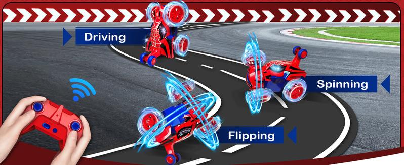 TikTokShopBlackFriday Spider RC Stunt Car, 360° Rotating 4WD Toys, Lights, All-Terrain Toy, Rechargeable, Remote Control for Kids 4-10, Indoor/Outdoor, Great Birthday Gift Valentines Day Gift