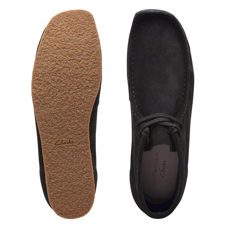 Clarks Shacre Boot Black Sde Men's Lace Closed Suede Footwear with Rubber sole for Comfort and Walking Shoes