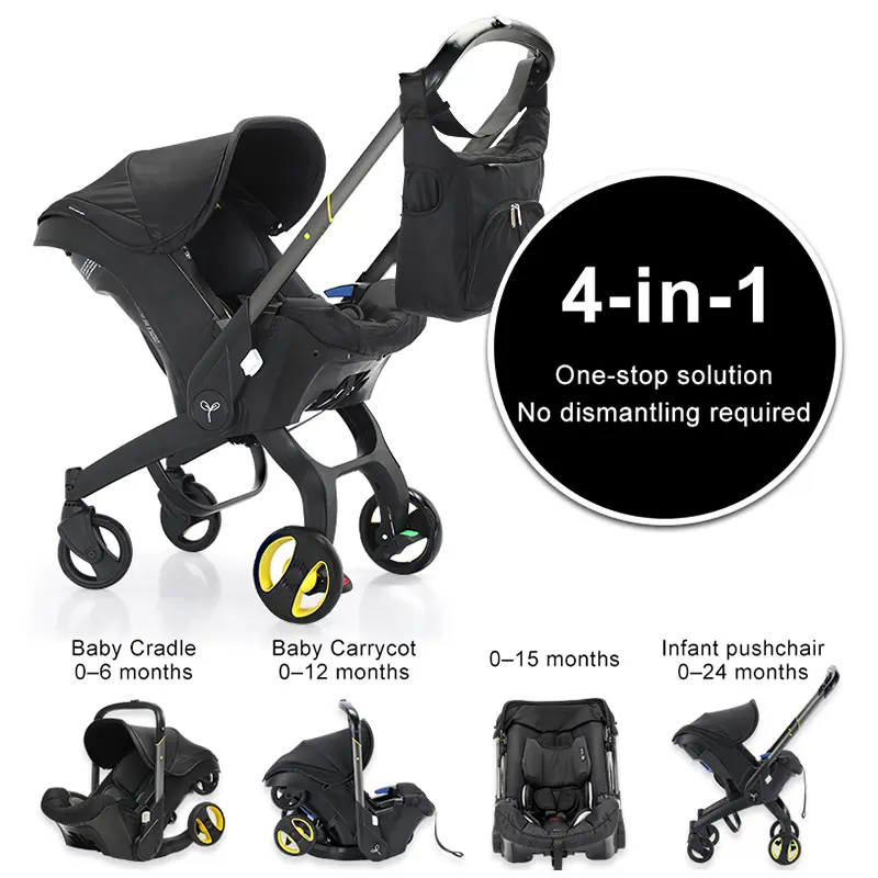 (No Base)Baby Stroller with Free Bag ,NewbornStroller,Foldable Stroller Legs,Equipped with ChestClip,One-Click Contraction Function,Alloy MetalMaterial,4-wheel Travel Toddler Stroller
