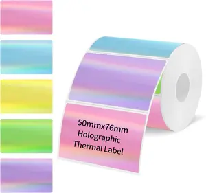 STARBOLING 3x2 Inch Holographic Thermal Labels, Colorful Direct Thermal Stickers Label, Self-Adhesive Thermals Printer Sticker Labels, Perforation Line Design- 200Pcs/ 1 Roll outdoorfun