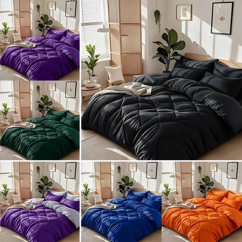 2/3pcs Cooling Comforter Solid Color Rhombus Grid Queen/King Size Bedding Soft, Comfortable, Fluffy Microfiber Filling Lightweight Breathable Fabric Easy Care All Season Use Includes Comforter Pillowcases Luxury Quality