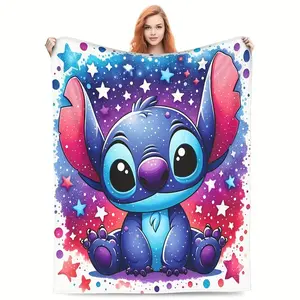 DISNEY CLASSIC Stitch Cartoon Throw Blanket for Adults Flannel Fleece Blanket Soft Warm Blankets for Couch Sofa Bed Camping Travel