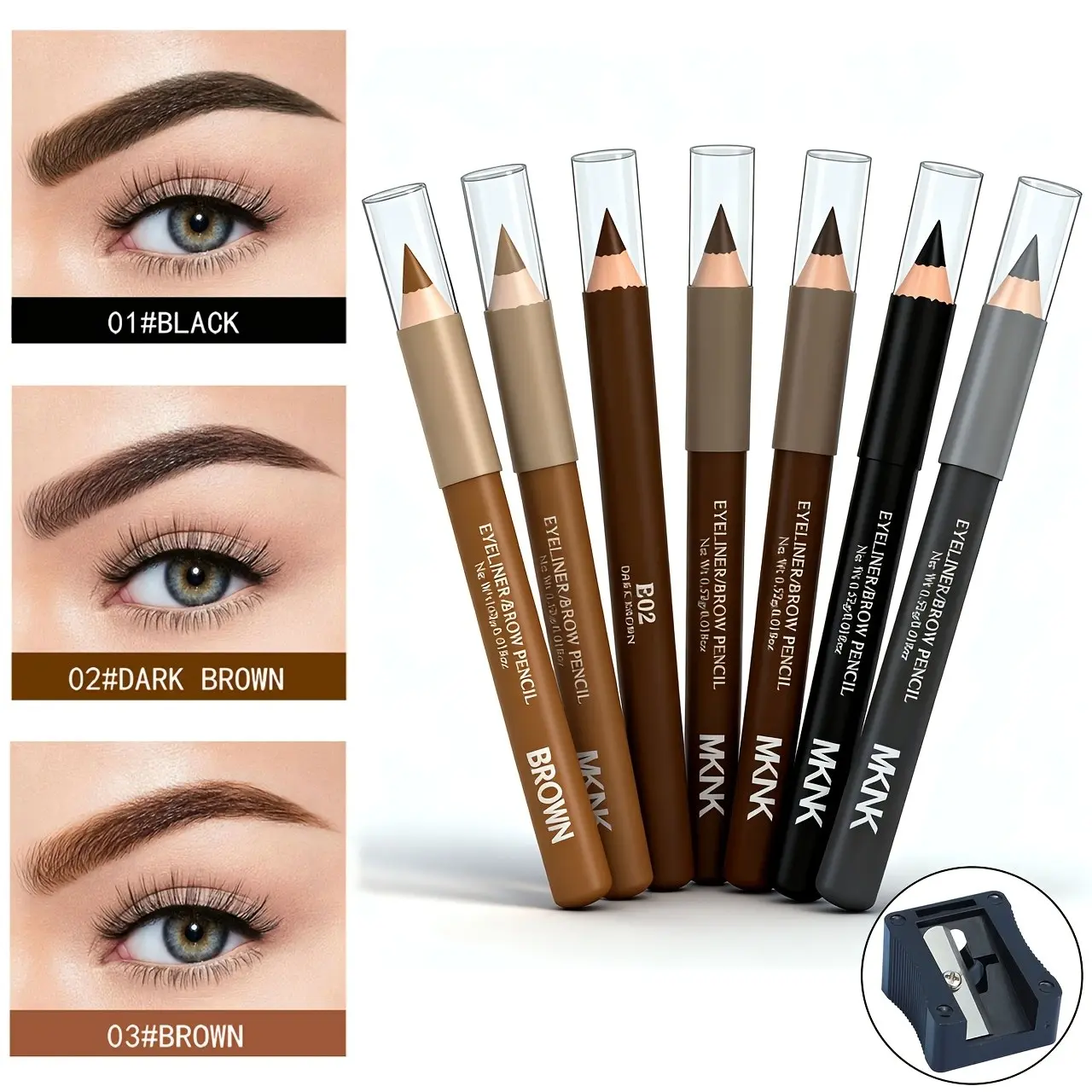 Waterproof Sweat-Proof Smudge-Proof Beachproof Eyeliner Pencil Brow Pen Set, Cosmetic Makeup, Eye Makeup Products, Eye Makeup Supplies, Easy Application Smooth Color, Portable Design with Sharpener Included, Smudge Resistant Eyeliner, Eye Pencils