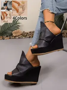 Women's Casual Fashion Wedge Heel Sandals, Comfortable Fabric Platform Shoes, Open Toe Ankle Strap, Perfect for Summer Outdoors
