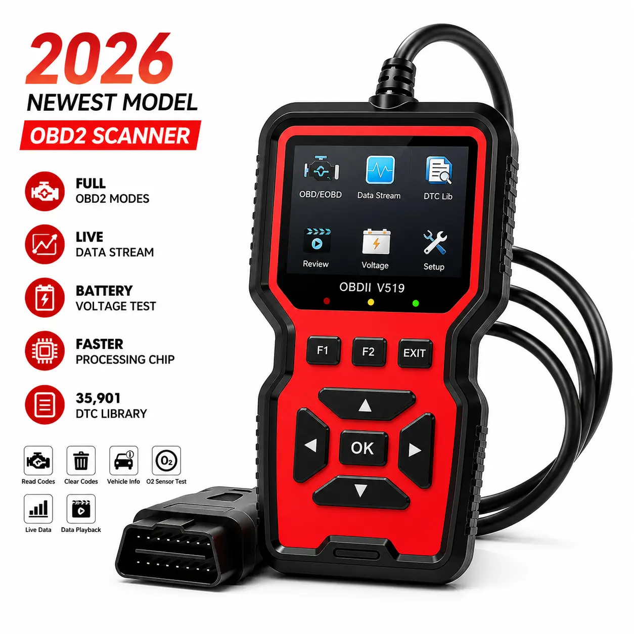 Car OBD2 Scanner Diagnostic Tool Code Reader, Car Voltage Tester Engine Fault Code Scanner, Charging Tester Diagnostic Tool V500 thinkcar obd2 scanner Professional OBD2 Scanner with ECU Diagnostics obd2  tools