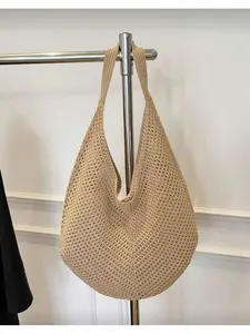 Large Capacity Crochet Shoulder Bag Lightweight Multi-functional Knit Tote Bag for Travel Beach Vacation Daily Use Beach Bag Handbag Casual Lightweight Bag