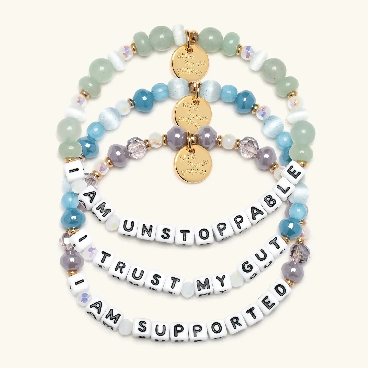Little Words Project Beaded Link Bracelet Set, Stackable Affirmation Arm Candy with Gentle Reminder Mantras, Bracelets Stack, Gentle Reminders, Healing Days, Mantra Texts, Arm Candy Accessories, Beads, Choking Hazard Small Parts